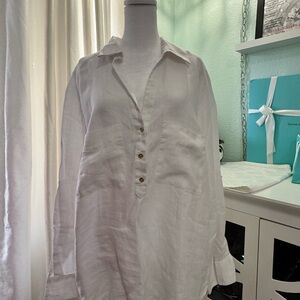 Zara White Long-Sleeve Line Shirt